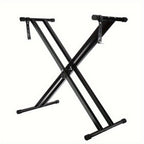 Soporte para teclado ajustable en altura de 49 cm a 97 cm, plegable tipo X con doble refuerzo para teclados y pianos digitales (barra fija)