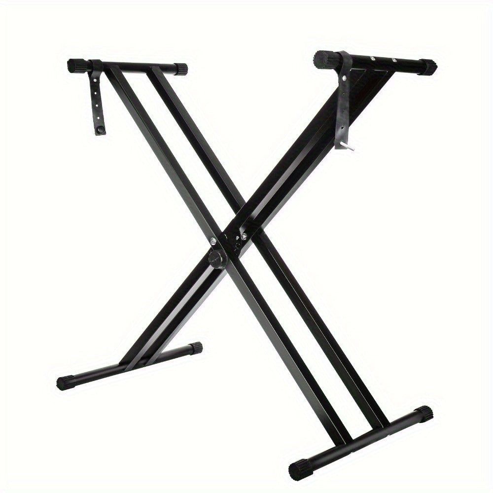 Soporte para teclado ajustable en altura de 49 cm a 97 cm, plegable tipo X con doble refuerzo para teclados y pianos digitales (barra fija)