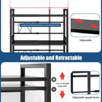 Estante de almacenamiento expandible de 2/3 niveles con 4 ganchos y soporte para tablas de cortar, estante de utilidad de encimera con altura y ancho ajustables, estante de almacenamiento para garaje, estante de almacenamiento vertical, extensible de 40-6