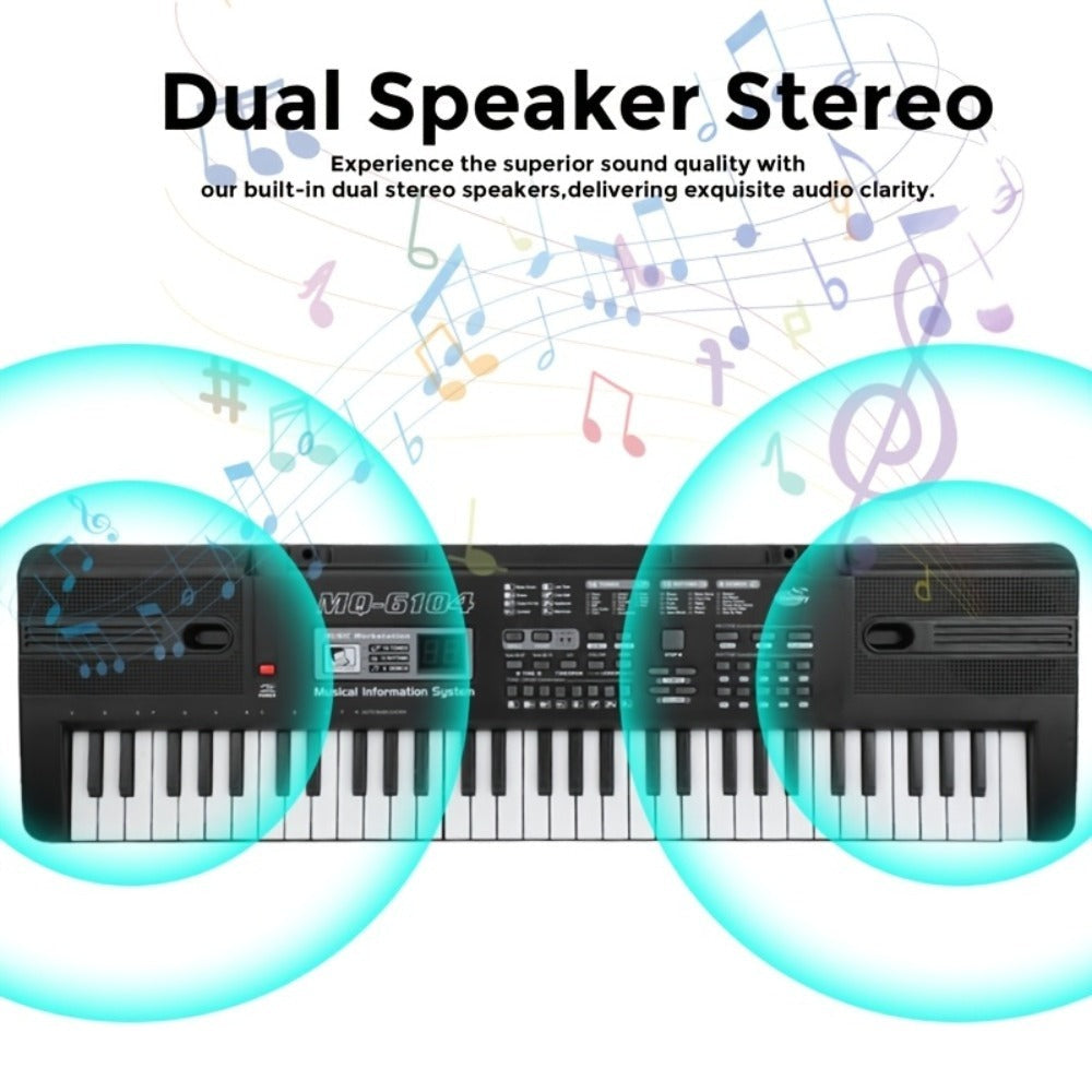 Piano electrónico de 61 teclas, piano ideal para principiantes, piano electrónico portátil, con 16 tonos, 8 efectos de sonido de percusión, 10 ritmos, 6 demostraciones, altavoces incorporados, sonido de alta calidad, es la mejor opción para entusiastas de