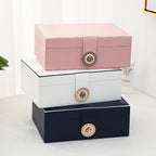 Organizador de Joyería de Lujo con Múltiples Niveles y Amplio Espacio para Collares, Aretes, Pendientes, Brazalete y Más, Fabricado en Cuero Sintético