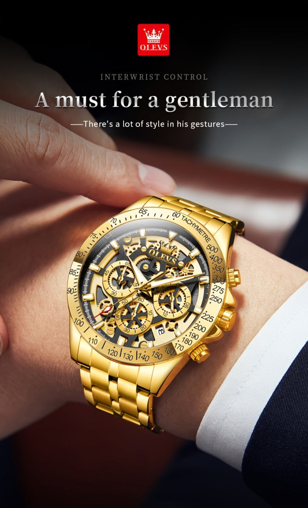 Reloj OLEVS para Hombres Relojes de Acero Inoxidable Lujo Cronógrafo Multifunción con Fecha Clásico Reloj de Negocios para Hombres Regalo para Hombres