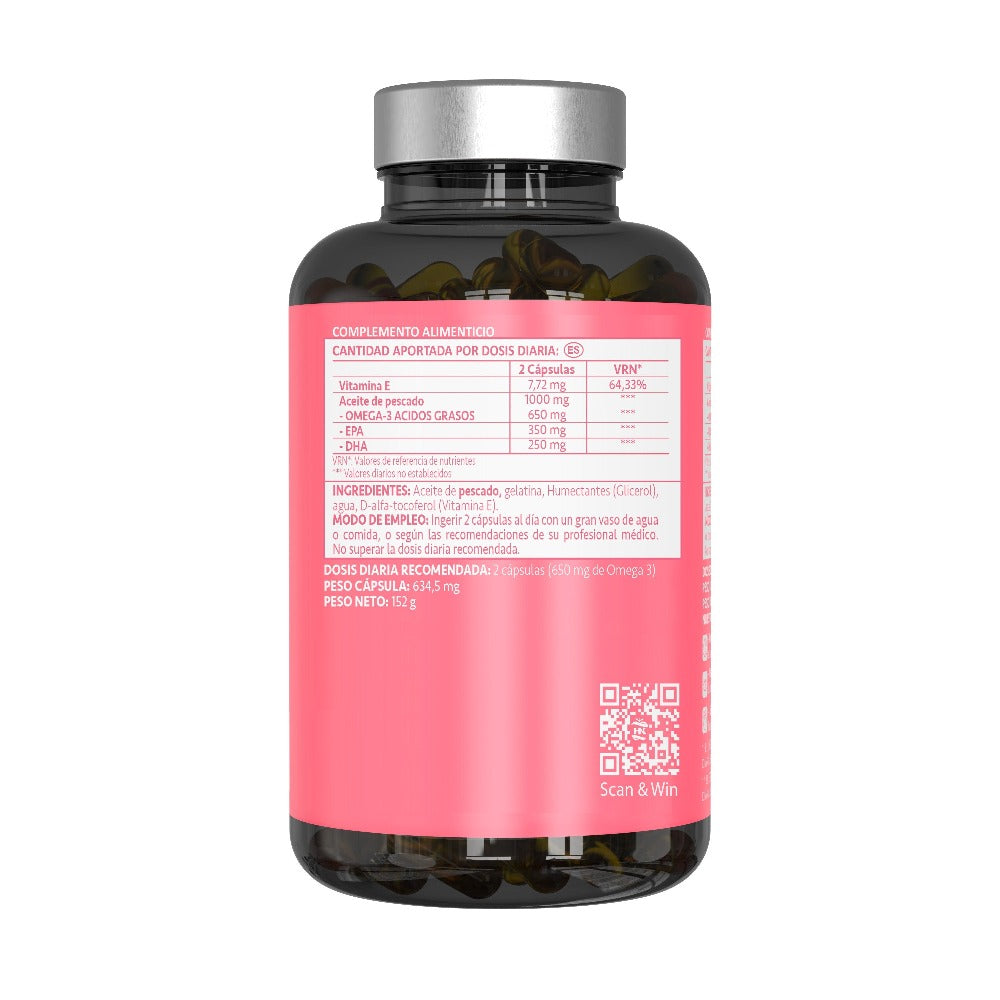 HN Nutrición Saludable Aceite de Pescado Omega 3 - Paquete de 2 Botellas (240 Perlas) - 2000Mg con EPA y DHA - Suplemento de Perlas con Vitamina E