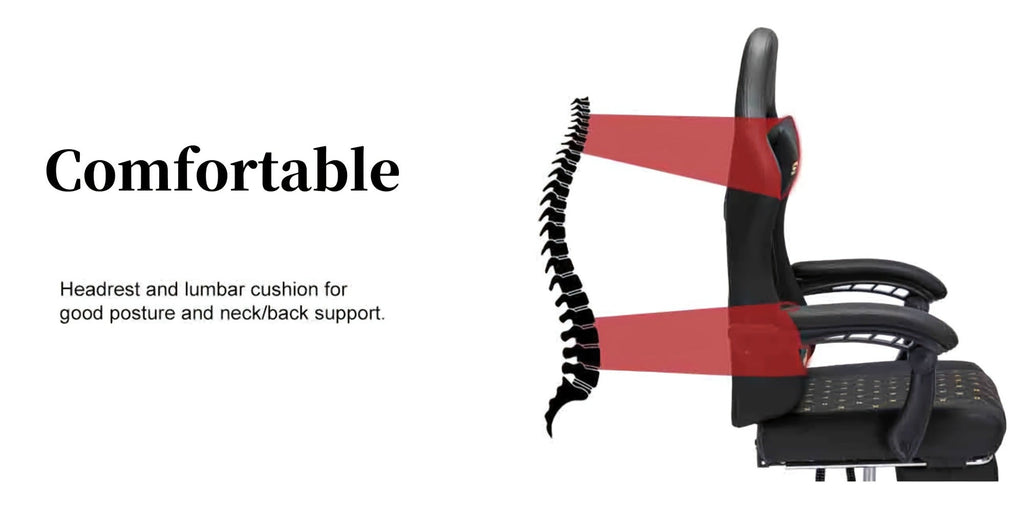 Silla de Oficina con Reposapiés, Silla Ergonómica, Silla Giratoria Ajustable con Soporte Lumbar, Silla de Oficina en Piel PU