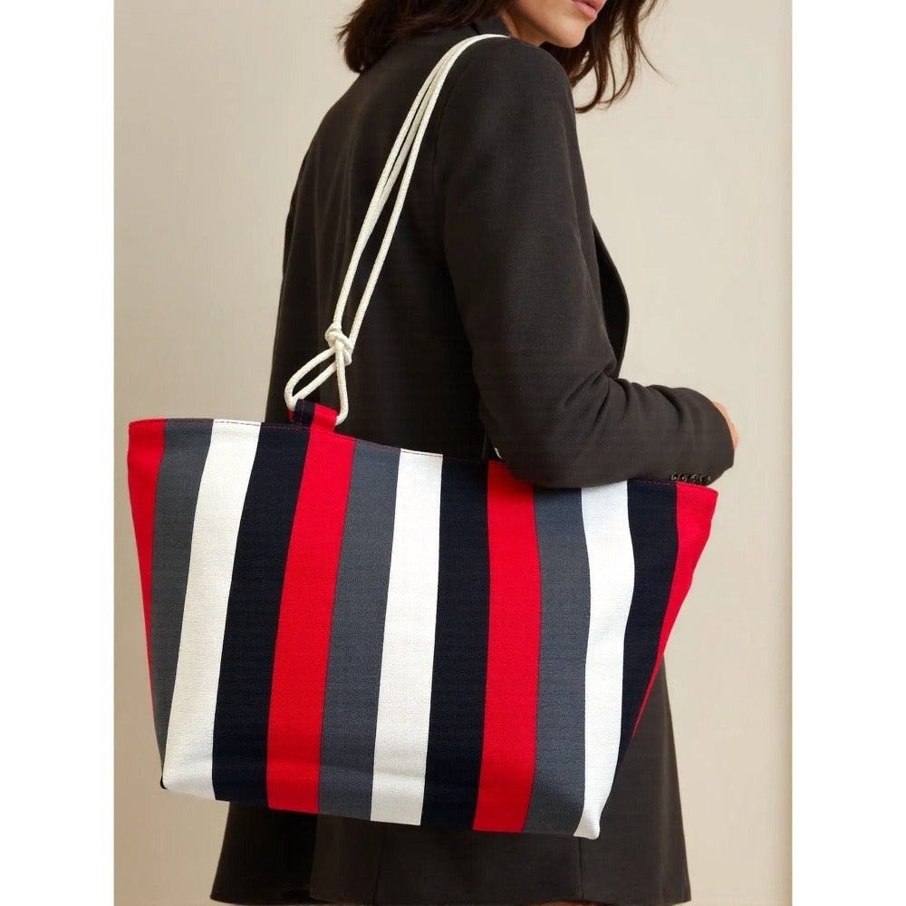 TOTE BAG Grande Rayas Multicolor – BOLSO DE PLAYA de Lona con Asas de Cuerda, Capacidad Extra, 6 Colores Disponibles