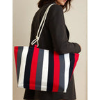TOTE BAG Grande Rayas Multicolor – BOLSO DE PLAYA de Lona con Asas de Cuerda, Capacidad Extra, 6 Colores Disponibles