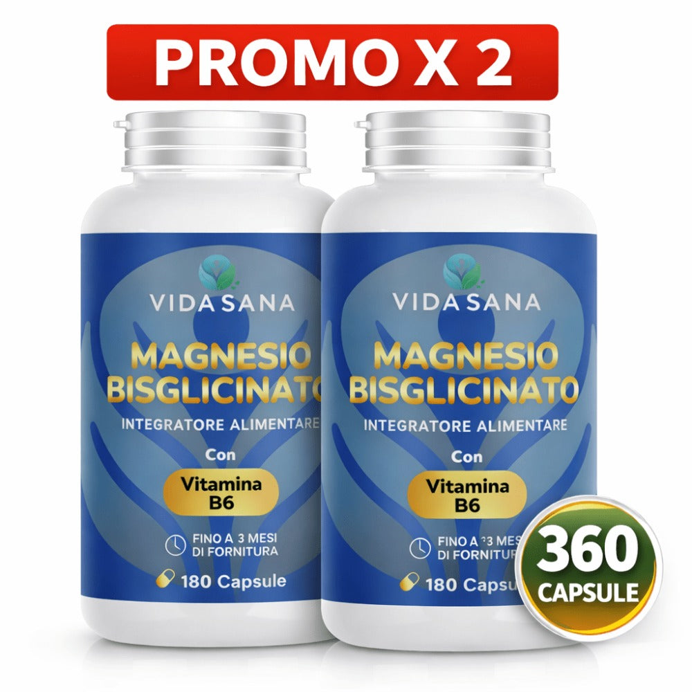 [PROMOCIÓN PAQUETE DE 2] 2 Suplementos de Bisglicinato de Magnesio con Vitamina B6 - 360 Cápsulas