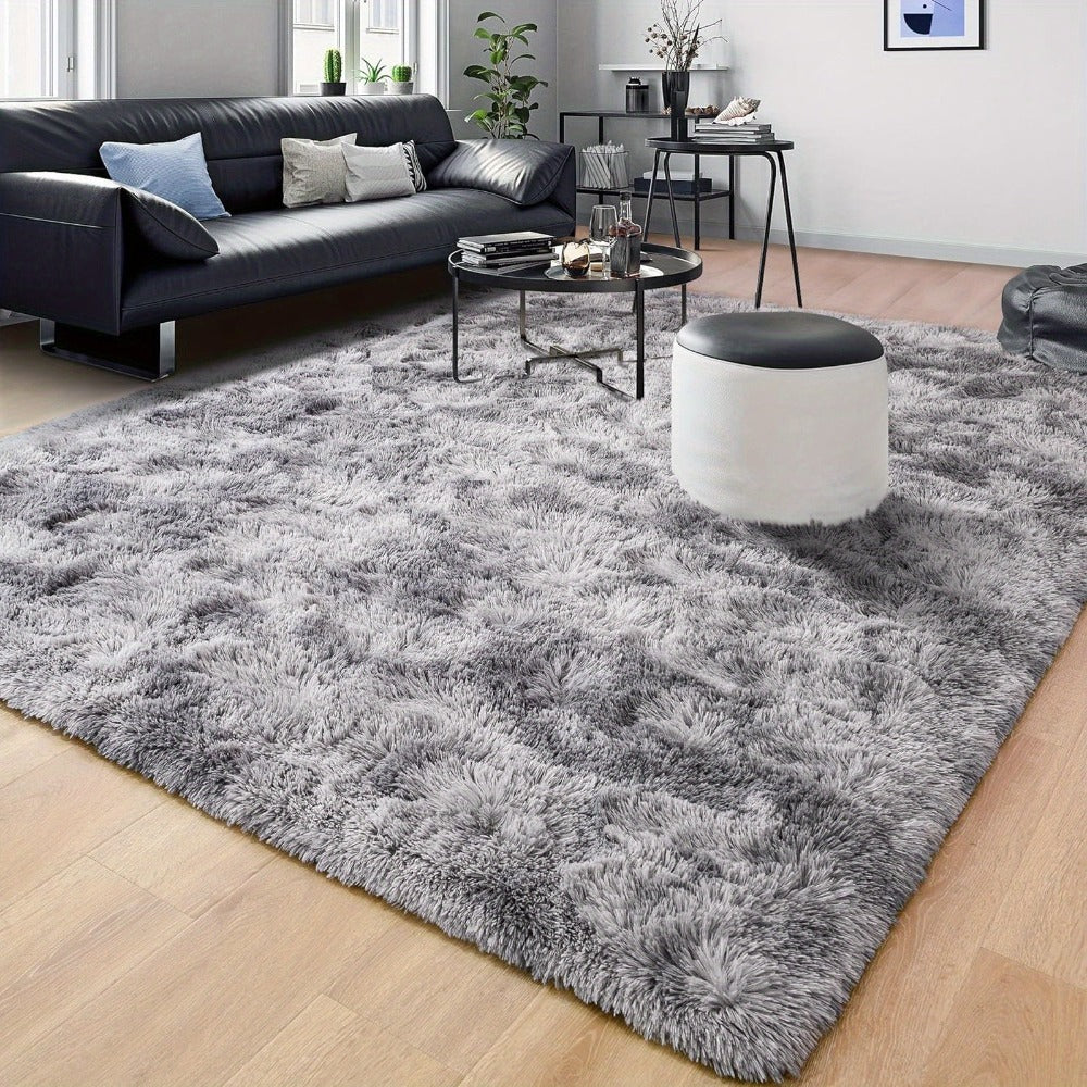 Alfombra Grande Moderna y Suave para Interior, Decorativa de Lujo para Sala, Dormitorio o Habitación Universitaria, Antideslizante y Mullida con Pelo Peludo, Color Gris Claro