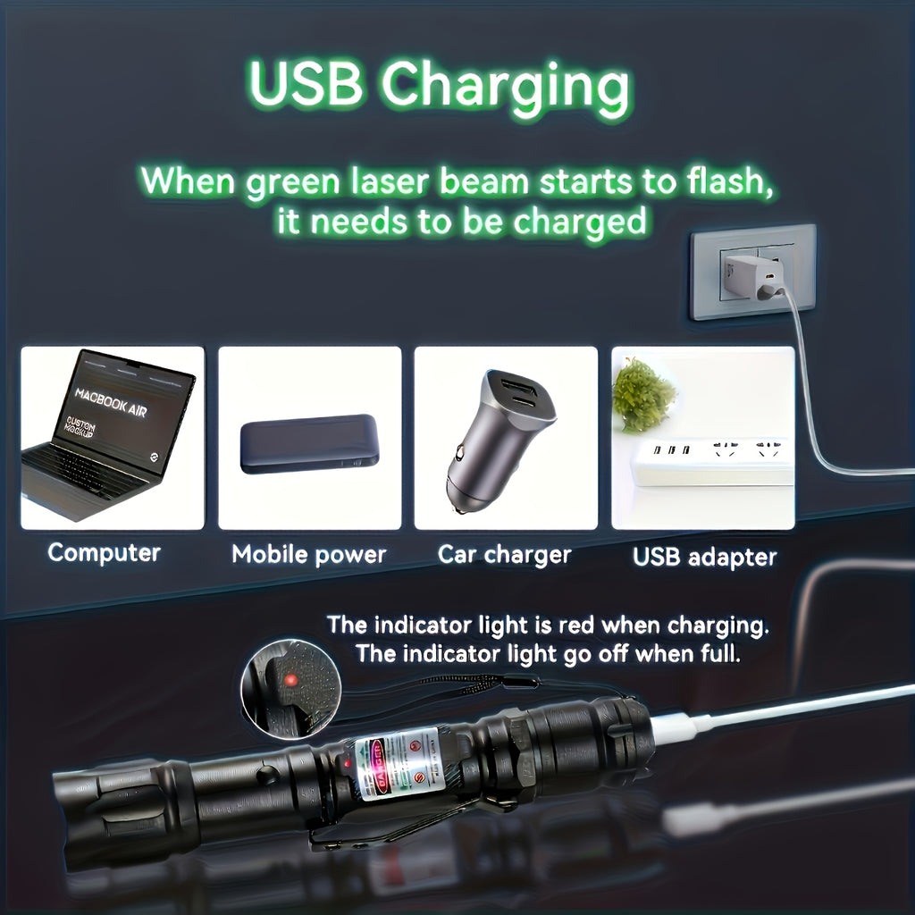 Bolígrafo puntero láser profesional recargable verde, rojo y morado, carga USB para oficina, enseñanza y uso de emergencia