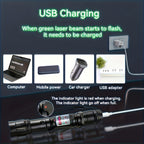 Bolígrafo puntero láser profesional recargable verde, rojo y morado, carga USB para oficina, enseñanza y uso de emergencia