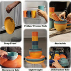 Juego de Vajilla para Cocina de 32 Piezas, Servicio para 8 Personas, Platos Principales, Platos de Postre, Tazones para Cereal, Vasos, Platos Coloridos Irrompibles para Camping al Aire Libre
