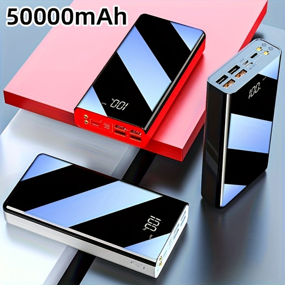 Cargador USB rápido de 50000 mAh de capacidad extragrande con pantalla LED, linterna y reserva de energía de emergencia - Luz de camping para exteriores para iPhone, Android y dispositivos digitales, regalo de festividades