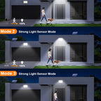 Luz solar LED con sensor de movimiento 4 piezas | Para jardín, patio, garaje y seguridad exterior