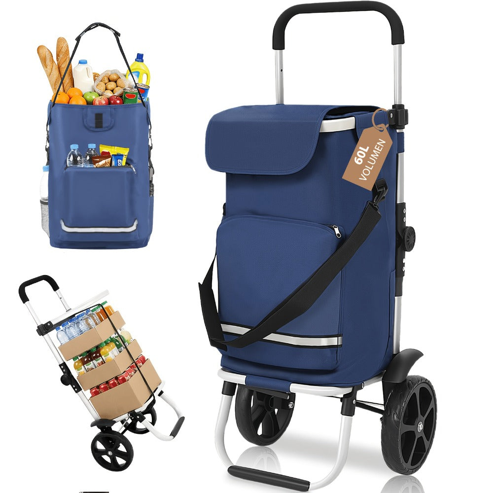 Carrito de compras plegable ajustable plegable | Supermercado camping y transporte diario