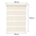 Cortina Opaca Día y Noche - BEIGE - 32 Tamaños - BOJANEK DÍA & NOCHE - No Invade la Ventana, Instalación Sin Taladrar, Regulación por Cadena, Soportes Ajustables para Diferentes Grosores de Ventana, Diseño Moderno, Protección Contra la Luz y la Privacidad