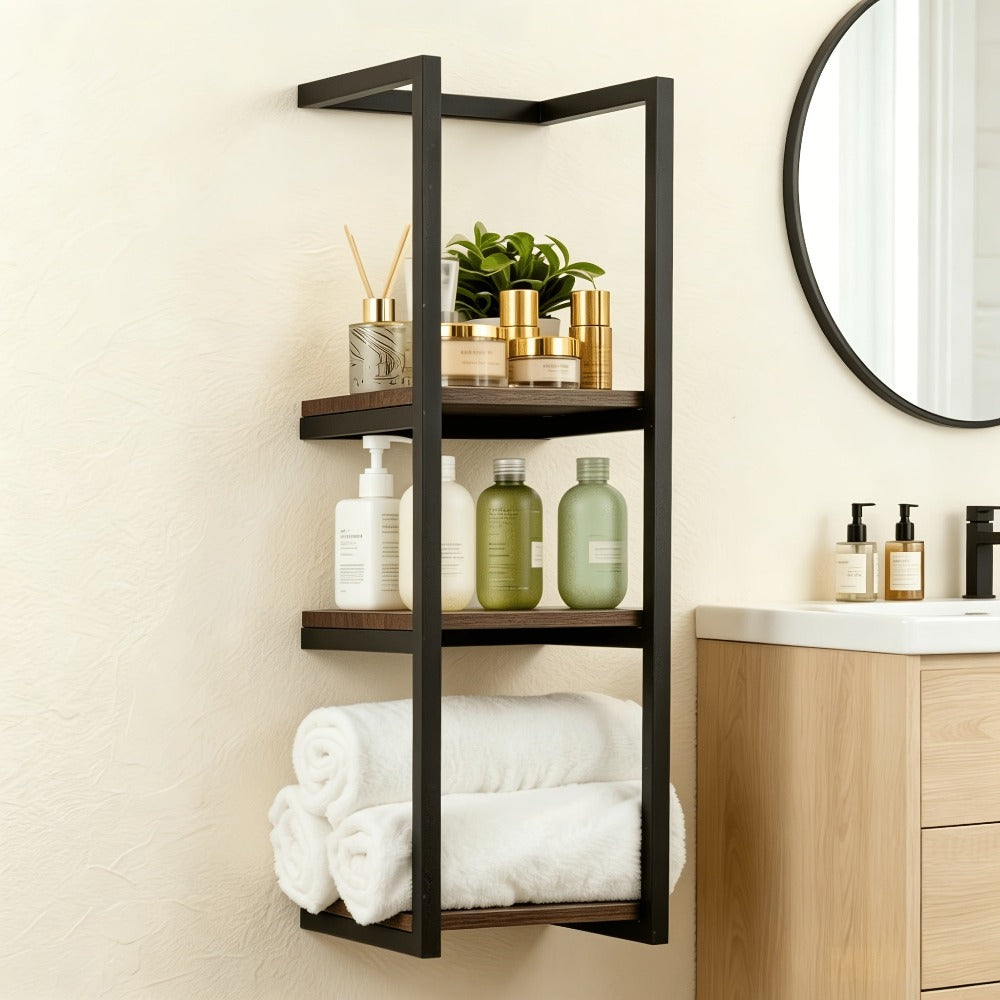 Toallero de pared, perchero de toallas para baño - Diseño prémium 2 en 1, enorme capacidad para 56 toallas, construcción de metal y madera, toalleros de pared para suites de SPA de lujo, baños principales, percheros de toallas