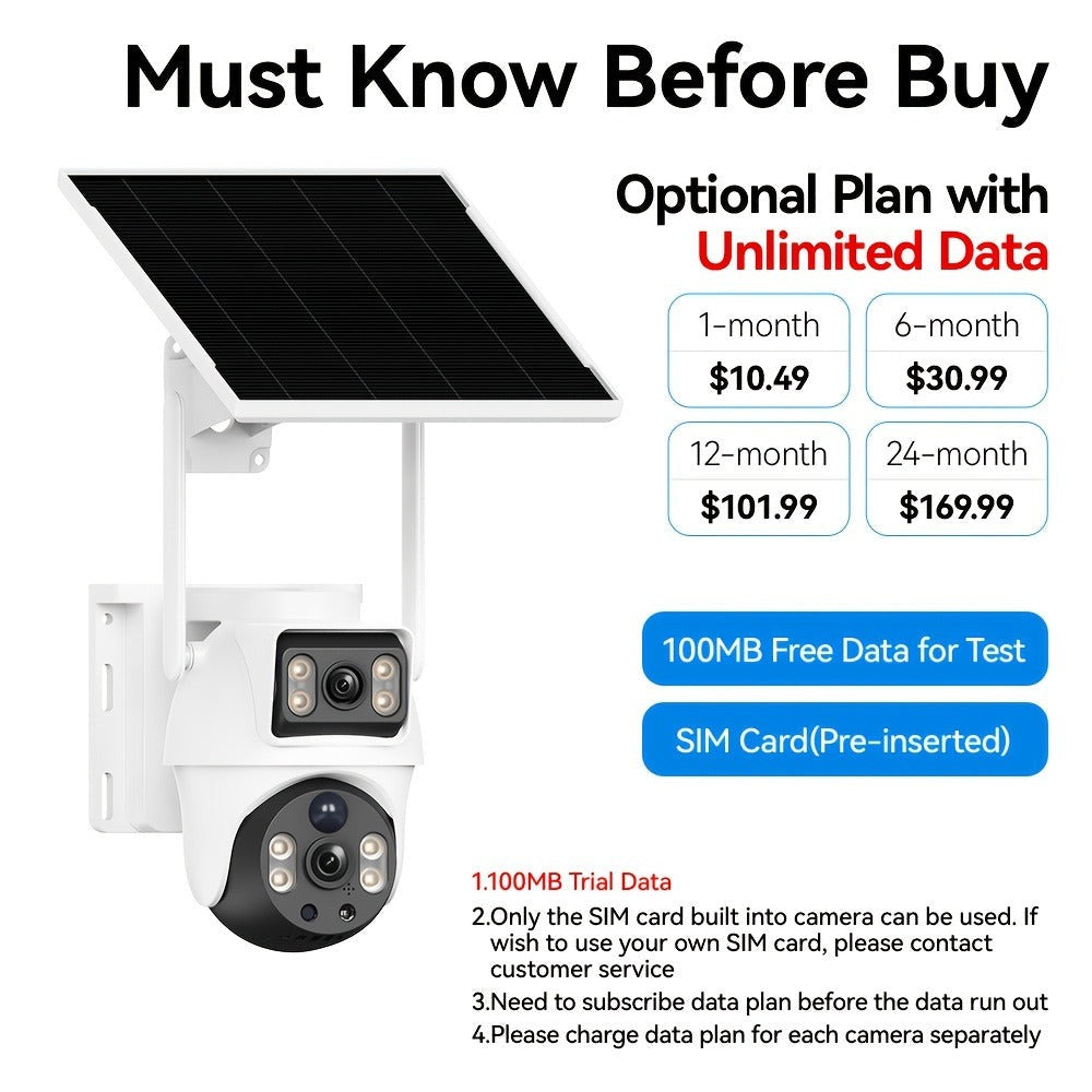 XIAOVV 1 pza/3 pzas Cámara de seguridad solar inteligente PTZ de doble lente y doble vista para exteriores. Cuenta con monitoreo de /inclinación de 360°, panel solar incluido, detección de movimiento con visión nocturna en color y audio bidireccional. Ide