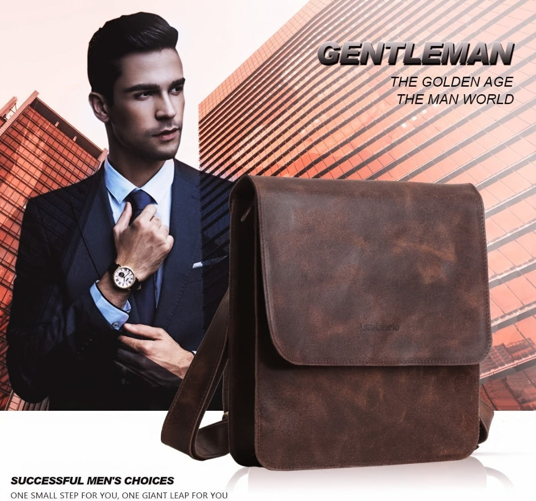 Bolso cruzado de cuero genuino para hombre Leathario, bolso de hombro de cuero genuino, bolso de gran capacidad para hombre, adecuado para uso diario, casual y de trabajo, el mejor regalo para novios, perfecto para regalar, almacén local