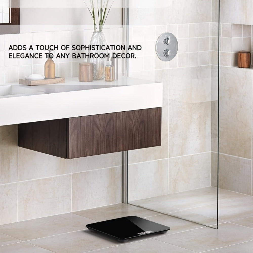 Báscula Inteligente para Peso Corporal, Báscula de Baño de Alta Precisión - Capacidad de 181.44 KG, Tecnología Step-On, Pantalla LCD - Alternación Entre Tres Unidades (St/Lb/Kg) - Plataforma Grande de 25.4cm (Sin Batería)