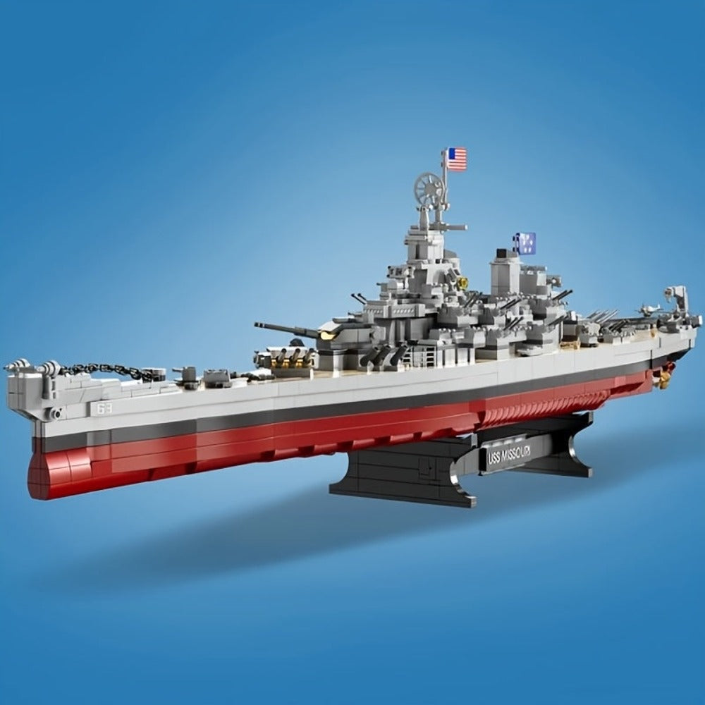 Set de bloques de construcción USS Missouri de 2228 piezas, Modelo de gran buque de guerra USS Missouri, Set de bloques de construcción para coleccionistas de buques de guerra para adultos, Regalo para entusiastas, Set de bloques de construcción FC4203