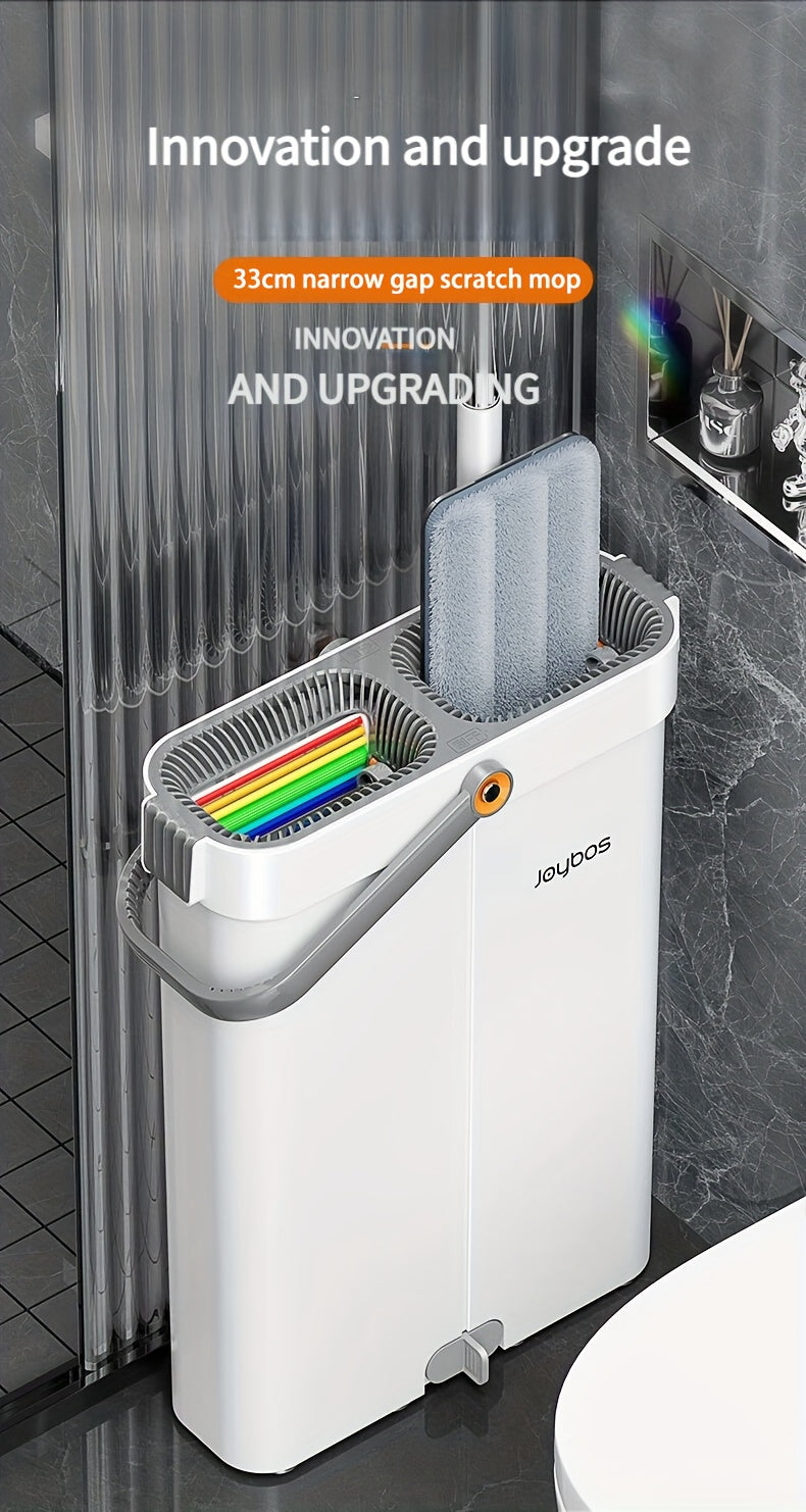 1 unidad de fregona plana Joybos con cubo para fregona para una limpieza fácil del piso, 4 paños de microfibra para quitar el polvo, fregona de plástico duradera, ideal para el hogar, la cocina, la sala de estar, el dormitorio, el uso en el piso del baño,