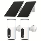 Cámara Solar Inalámbrica para Exteriores, Cámara de Reflector, Video con Visión Nocturna a Color, Audio Bidireccional, Sirena Activada por Movimiento, Acceso Multiusuario, Almacenamiento Local en Tarjeta SD y Suscripción en la Nube Opcional, Compatible co