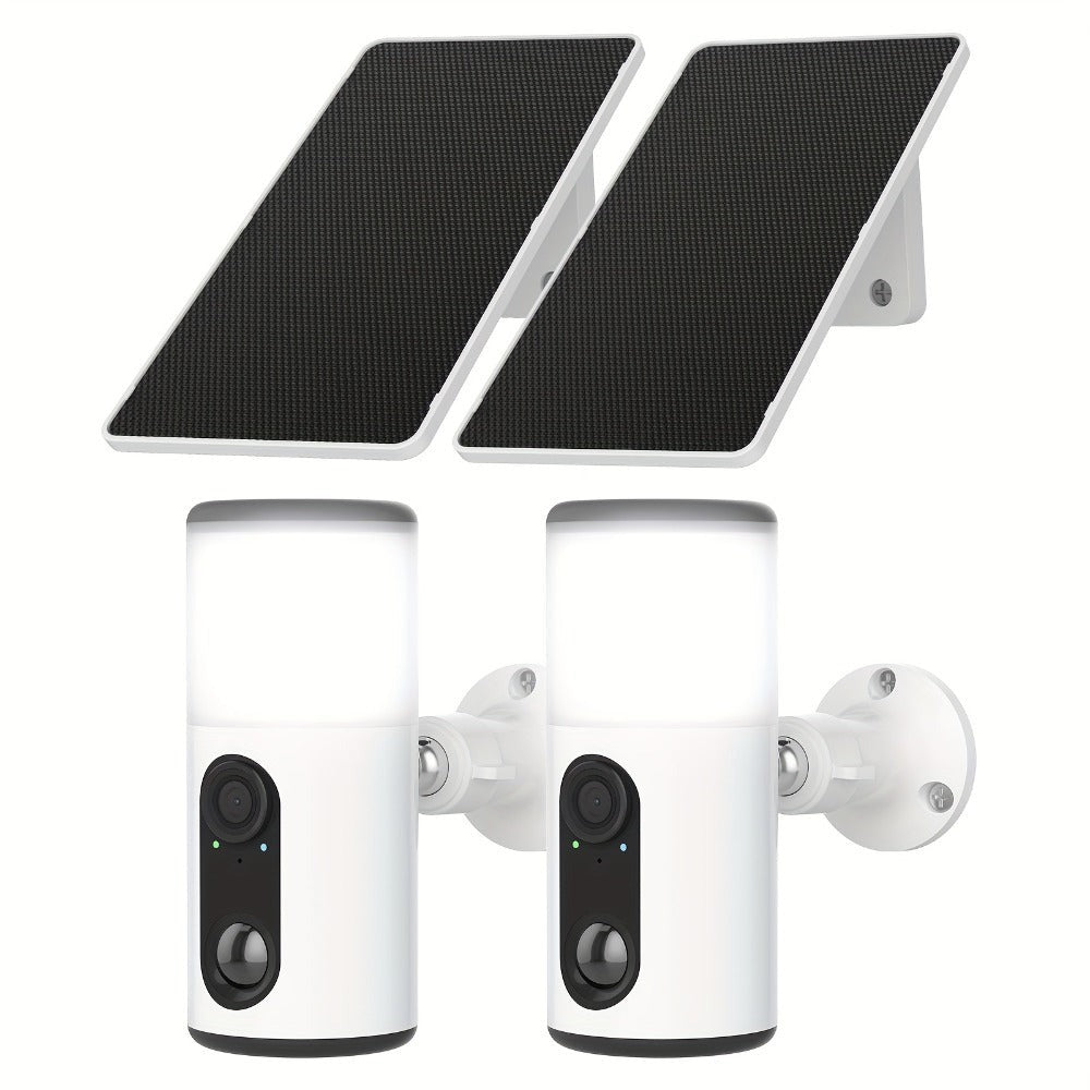 Cámara Solar Inalámbrica para Exteriores, Cámara de Reflector, Video con Visión Nocturna a Color, Audio Bidireccional, Sirena Activada por Movimiento, Acceso Multiusuario, Almacenamiento Local en Tarjeta SD y Suscripción en la Nube Opcional, Compatible co