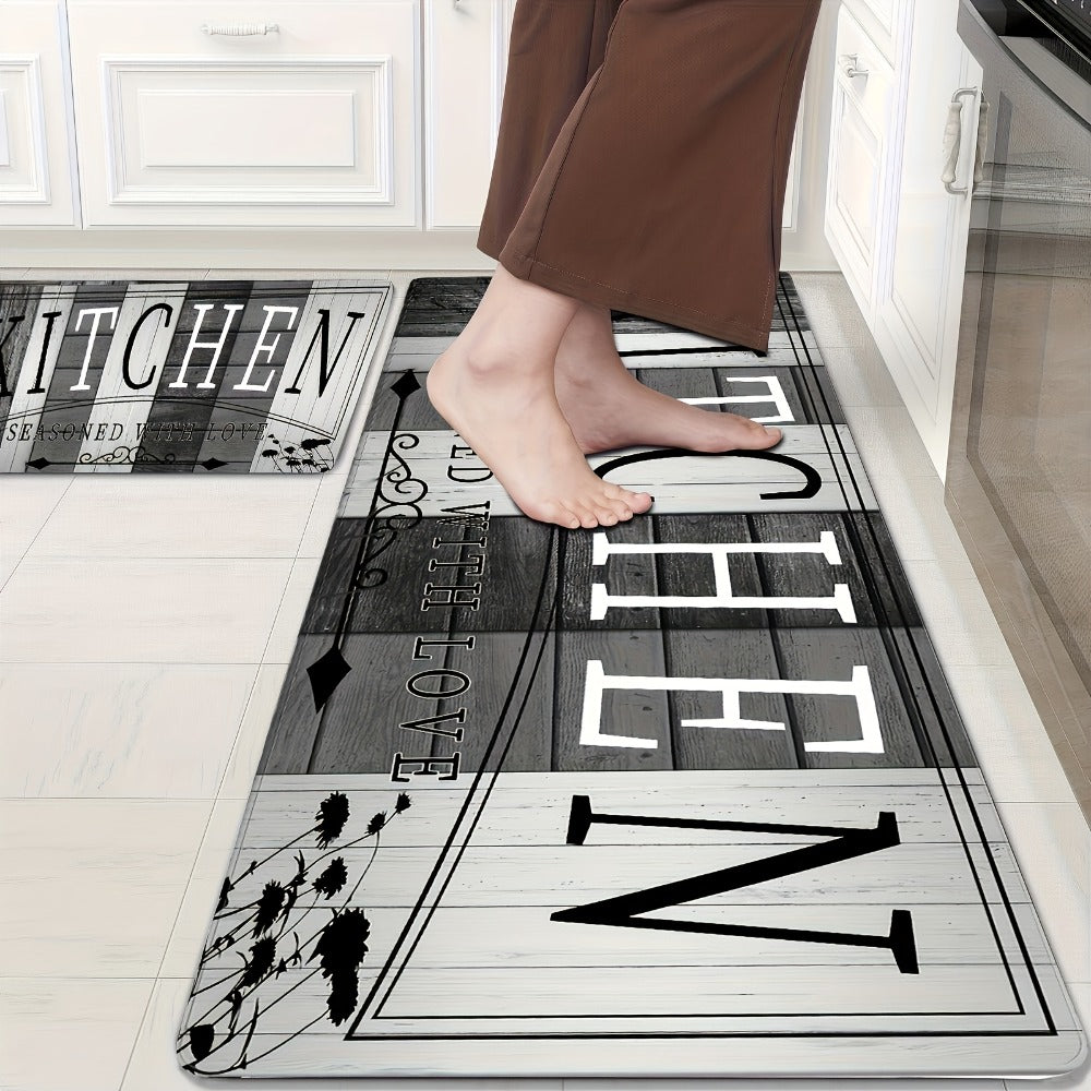 1 alfombra de cocina antideslizante premium - Alfombra de piso de poliéster duradera para cocina - Alfombra de pasillo, baño y cocina lavable y fácil de limpiar, accesorios de cocina - Decoración del hogar