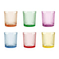 Juego de 6 Vasos de Vidrio, 360ml, Estilo Retro, Surtido de Colores Arcoíris, Ideales para Regalo de Navidad, Cócteles, Agua o Jugo, Vajilla Elegante para el Hogar