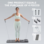 Tabla de Pilates Yoga Plegable | Set de Gimnasio Multifuncional para el Hogar con Temporizador, 2 Manijas de Resistencia, 2 Cuerdas de Tensión, Barra de Flexiones y Plataforma de Equilibrio | Entrenamiento de Core y Fuerza para Mujeres y Principiantes, En