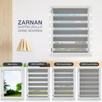 2 unidades de persianas enrollables dobles grises, cortinas dobles de protección solar, persianas enrollables de cebra, sin perforación con fijación de abrazaderas, translúcidas, opacas, regulación de la luz, decoración del hogar, cortinas para dormitorio