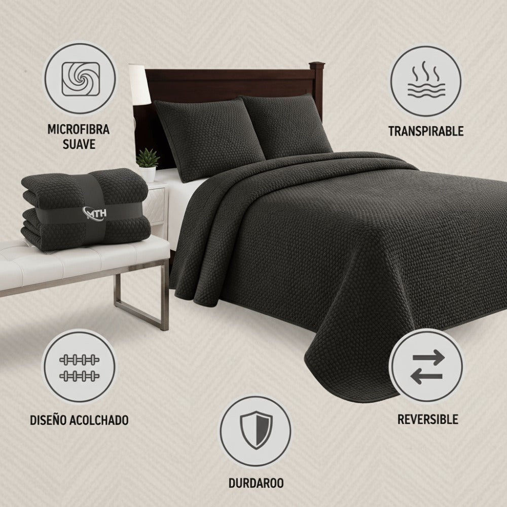 Colcha Bouti Verano Estampada Reversible – Microfibra Suave y Duradera, Antiárrugas, Secado Rápido, Ligera para Cama Individual 90 y Doble – Sin Fundas de Almohada