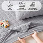 Una funda protectora de colchón impermeable de 1 pieza, lavable a máquina, con un diseño acolchado de color sólido y bolsillos profundos (suave y cómoda). Se puede utilizar como sábana independiente.