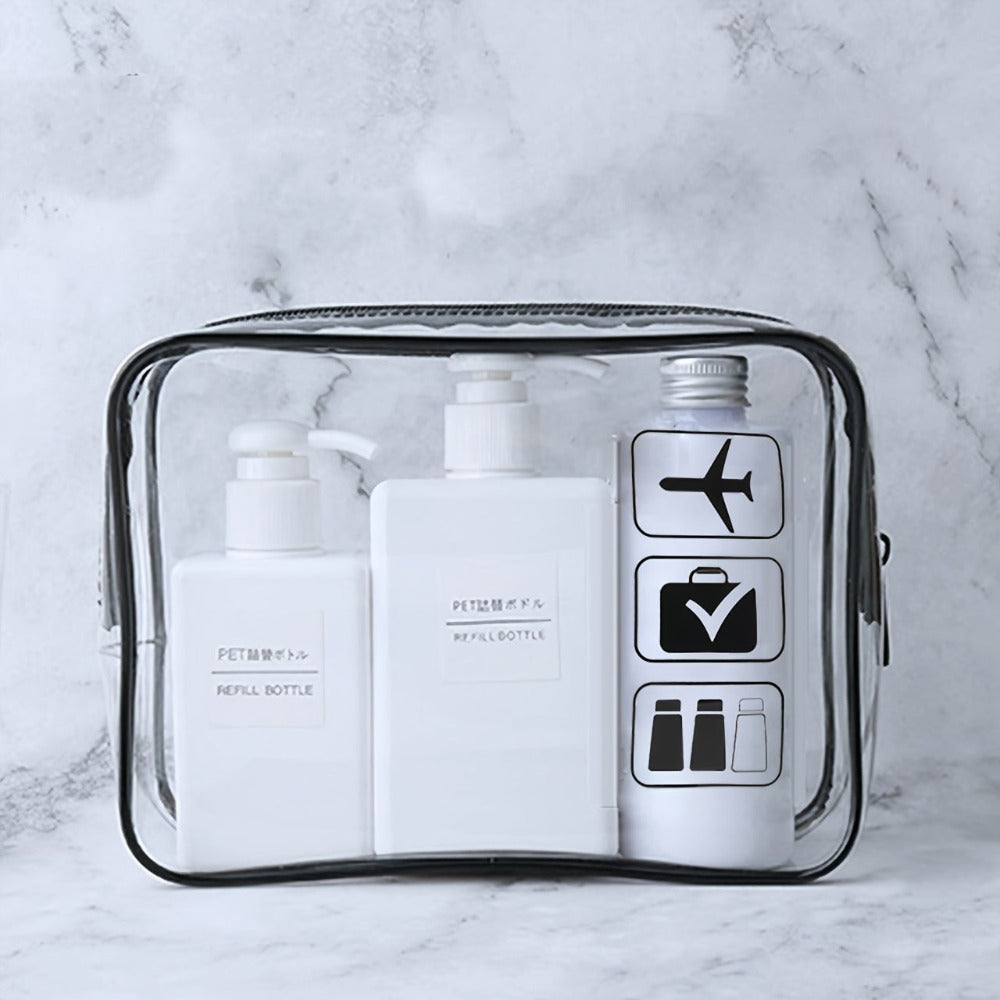 Neceser Transparente Aprobado por la TSA, Tamaño Cuarto para Equipaje de Mano en Aeropuertos, Diseño Transparente para Fácil Visualización, Ideal para Artículos de Cuidado de la Piel y Maquillaje, Equipaje de Mano para Aeropuerto | Aspecto Elegante | Adic