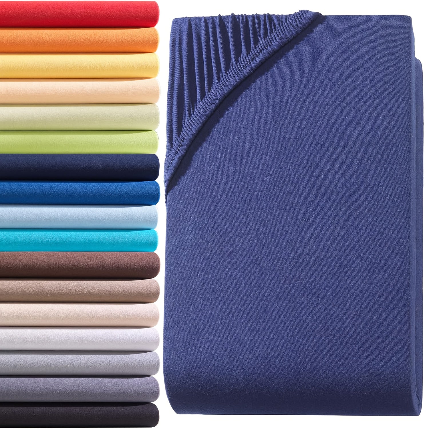 Sábana bajera ajustada de 1 pieza 100% algodón egipcio, diseño elástico en todo el contorno, color liso, apta para colchones de 90x200 a 200x220 cm, transpirable, lavable, de cobertura total, sábana perfectamente ajustada