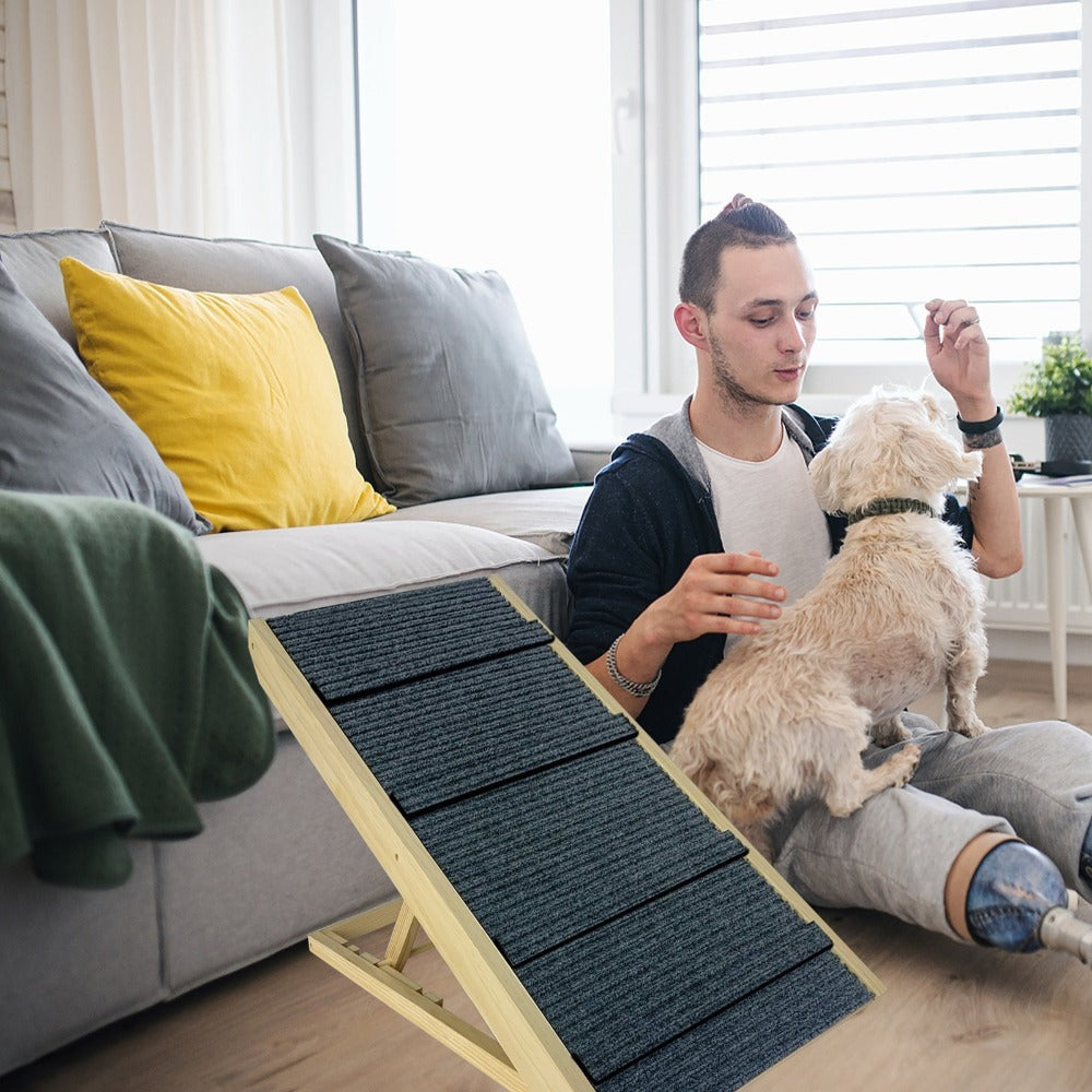 Rampa plegable para perros Portátil, rampa para mascotas Cuatro niveles de altura ajustables Escaleras para gatos y perros grandes Pasos antideslizantes para camas, sofás o coches Escalera para mascotas Carga máxima 100kg 100x40x60cm