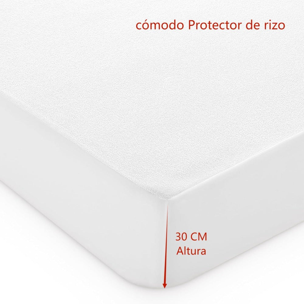 Protector de Colchón – Transpirable e Impermeable,Banda Elástica Ajustable hasta 30 cm