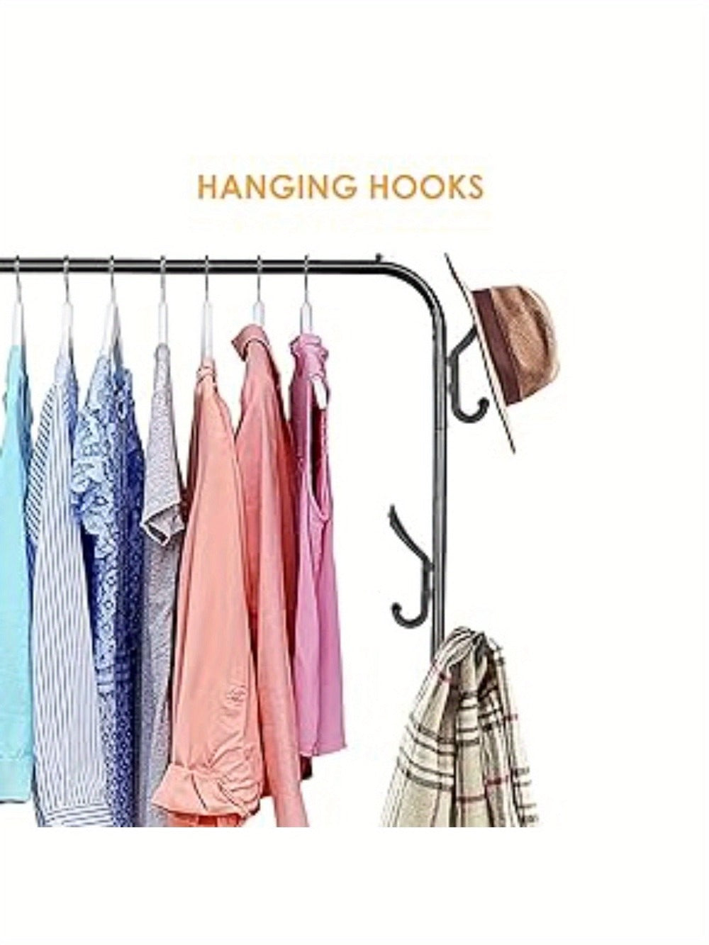 Barra para ropa multifuncional para dormitorio, barra metálica para colgar ropa resistente, perchero, estante para guardar ropa y zapatos