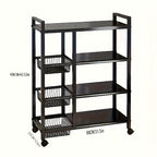 Estante de almacenamiento de metal dorado ajustable de 4 niveles con ruedas y 3 cestas - Estante organizador móvil para cocina, despensa, baño, armario - Diseño rodante para ahorrar espacio, regalo de inauguración y almacenamiento del hogar ()
