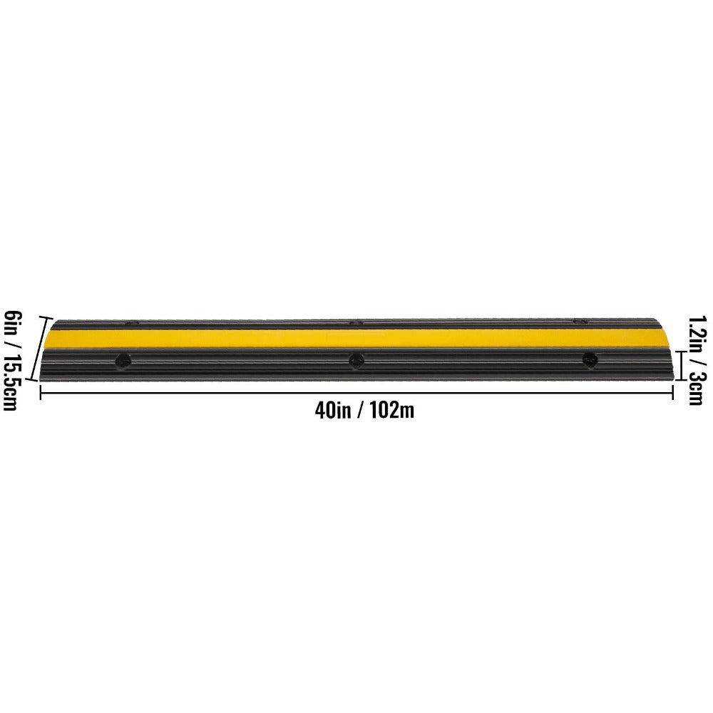 VEVOR - Juego de 4 rampas protectoras de cables de goma de 1 canal para cargas pesadas con capacidad de carga de 22046 libras. Rampa protectora para cables y mangueras de entrada de vehículos.