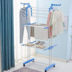 Tendedero de ropa, 4 Niveles Tendederos Plegables Vertical con Ruedas Amplio Espacio de Secado Tendederos, Acero Inoxidable Tendal para Exterior y Interiores