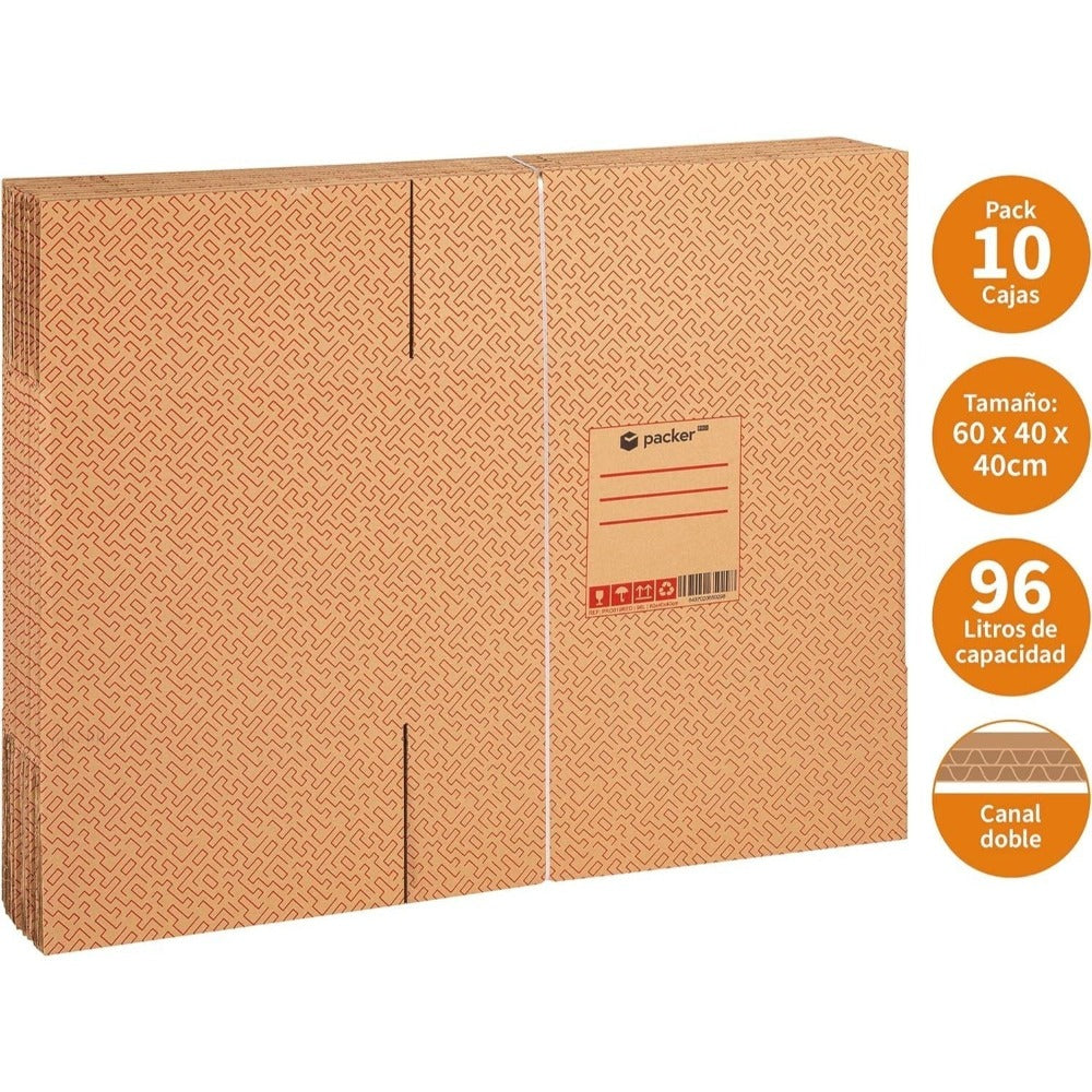 Pack 10 Cajas Carton para Mudanzas y Almacenaje Ultra Resistentes con Asas