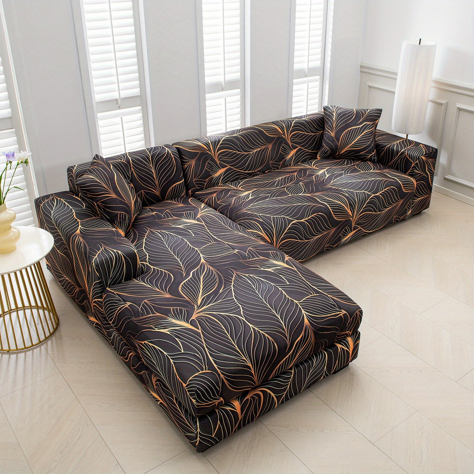 Funda para sofá en forma de L con impresión 5D para 3+3 plazas con 2 fundas de almohada - Tejido suave como la leche, fundas protectoras duraderas y elegantes para sala de estar, perfectas para sofás seccionales