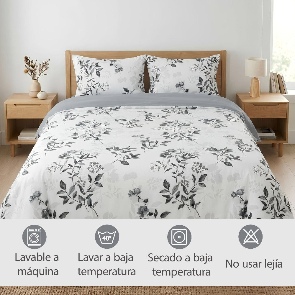 H HANSEL HOME Juego de Funda Nórdica Microfibra Transpirable – Set de Ropa de Cama con Funda de Edredón y Fundas de Almohada – Conjunto 2/3 Piezas para Dormitorio