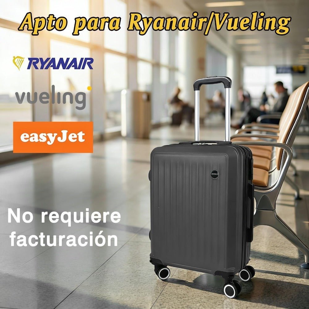 Maleta De Cabina Exclusiva Para Vuelos Europeos, Ideal Para Vacaciones De Verano Y Viajes A La Playa. Dimensiones Precisas De 55×40×20 Cm, Diseño Rígido Resistente Con 4 Ruedas Giratorias 360°, Tirador Telescópico Suave Y Cerradura De Seguridad. Ligera Y