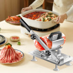 Cortadora de Carne Manual en Acero Inoxidable, Grosor Ajustable, Filo Nítido y Duradera, Fácil de Limpiar, Cortador Multiusos para Reses Bovinas, Ovejas, Verduras e Ingredientes del Hot Pot, Ideal Para Uso Doméstico o Comercial