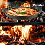 Sartén plancha multifunción de hierro fundido, 1 pieza - Sartén antiadherente para pizza, barbacoa, panqueques - Compatible con todas las estufas, ideal para cocina doméstica y cocina al aire libre
