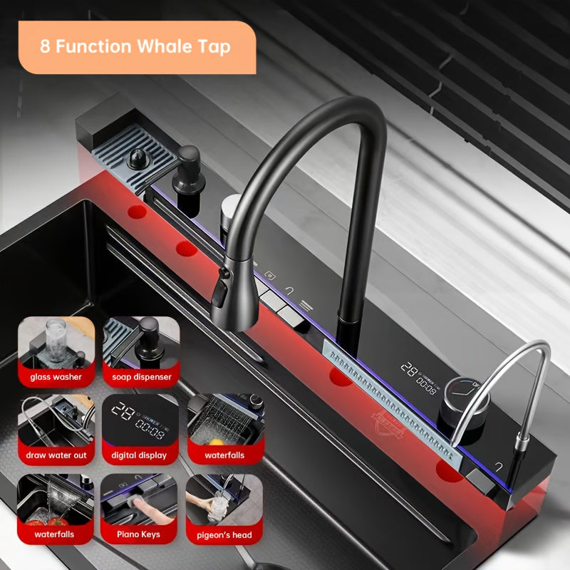 Fregadero de cocina con grifo y accesorios para cocina y estación de trabajo | 44.96 cm