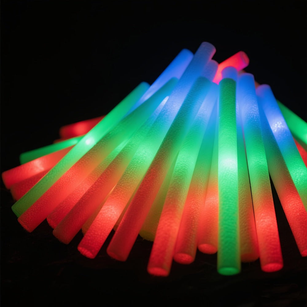 100 Barras Luminosas de Espuma para Recuerdos de Fiesta, 3 Modos de Destello para Barras de Espuma LED, Brillo para Suministros de Fiesta, Perfecto para Decoración del Hogar, Decoración Exterior, Boda para Fiesta, Cumpleaños