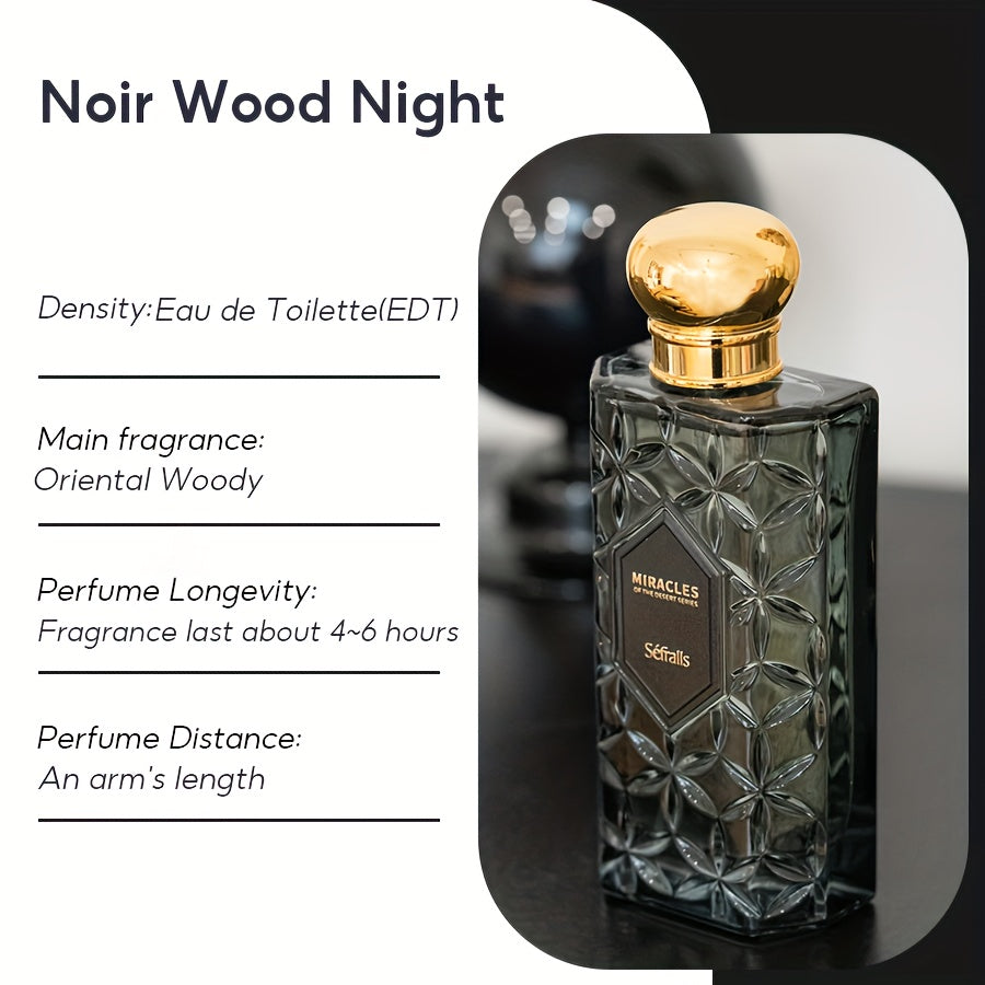 NOIR WOOD NIGHTPERFUME Fragancia AMADERA NOCTURNA 100ml/3.4Fl.Oz Aroma Amaderado, Perfumes de Lujo, Amaderado Fresco, Larga Duración, Fresco, Suave y Confortante, Fragancia Signatura, GRACEFUL FRAGRANCE